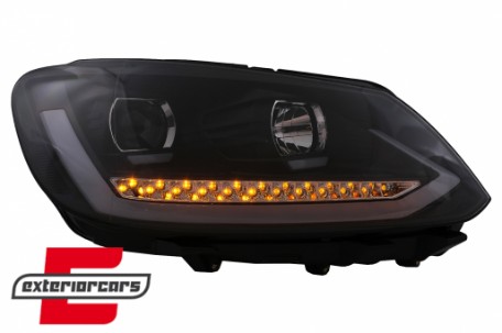 LED prednja svjetla TubeLight SEQ žmigavci (crna) / Volkswagen Touran (08.2010-2015), LPVWS4