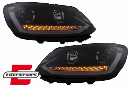 LED prednja svjetla TubeLight SEQ žmigavci (crna) / Volkswagen Touran (08.2010-2015), LPVWS4