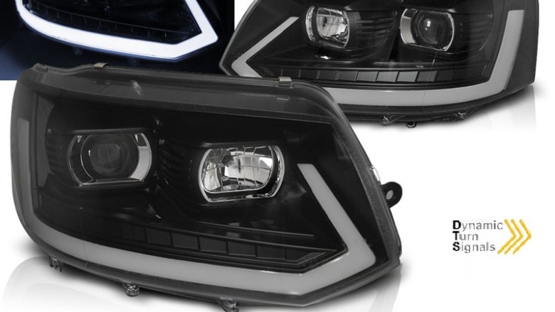 LED prednja svjetla TubeLight SEQ žmigavci (crna) / VW T5.1 (2010-2015), LPVWR7