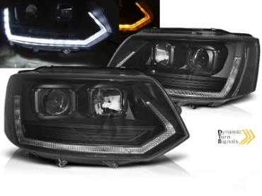 LED prednja svjetla TubeLight SEQ žmigavci T6 look (crna) / VW T5.1 (2010-2015), LPVWT2