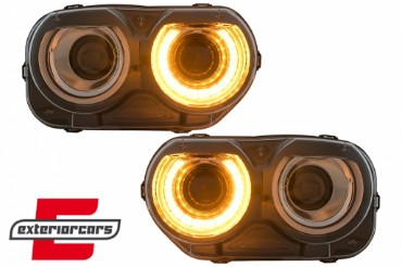 LED prednji farovi RGB svjetla (crna) / Dodge Challenger (2015-2023), HLDOGCHA3FR