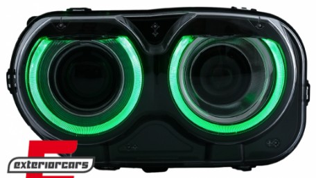 LED prednji farovi RGB svjetla (crna) / Dodge Challenger (2015-2023), HLDOGCHA3FR