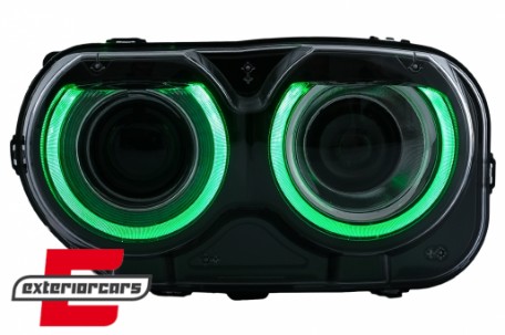 LED prednji farovi RGB svjetla (crna) / Dodge Challenger (2015-2023), HLDOGCHA3FR