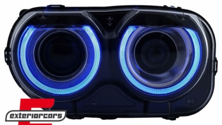 LED prednji farovi RGB svjetla (crna) / Dodge Challenger (2015-2023), HLDOGCHA3FR