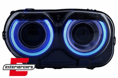 LED prednji farovi RGB svjetla (crna) / Dodge Challenger (2015-2023), HLDOGCHA3FR