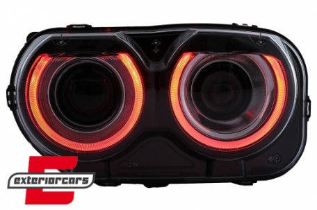 LED prednji farovi RGB svjetla (crna) / Dodge Challenger (2015-2023), HLDOGCHA3FR