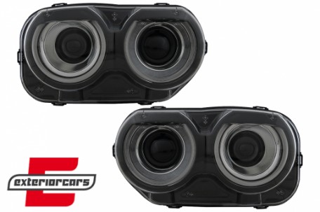 LED prednji farovi RGB svjetla (crna) / Dodge Challenger (2015-2023), HLDOGCHA3FR