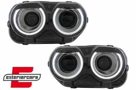 LED prednji farovi RGB svjetla (crna) / Dodge Challenger (2015-2023), HLDOGCHA3FR