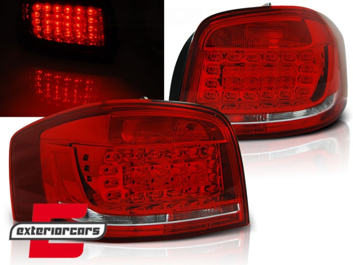 LED stražnja svjetla (crvena/kristal) / Audi A3 8P Hatchback (2008-2012) 3 vrata, LDAUB6