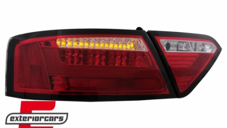 LED stražnja svjetla LedBar dizajn (crvena/kristal) / Audi A5 8T Coupe Cabrio Sportback (2007-2011), LDAUE2