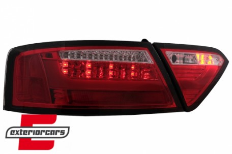 LED stražnja svjetla LedBar dizajn (crvena/kristal) / Audi A5 8T Coupe Cabrio Sportback (2007-2011), LDAUE2
