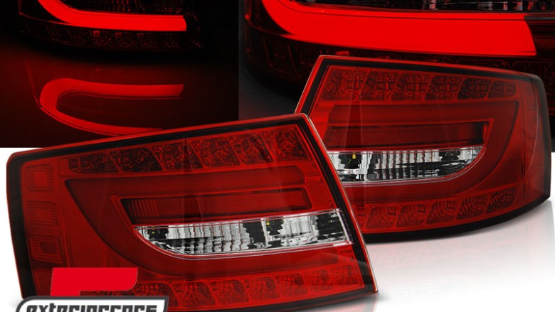 LED stražnja svjetla LedBar dizajn (crvena/kristal) / Audi A6 C6 4F limuzina (2004-07.2008), LDAUC0