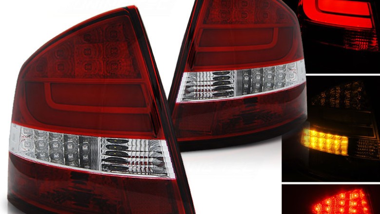 LED stražnja svjetla LightBar (crvena/kristal) / Škoda Octavia II (2004-2012) liftback, LDSK11