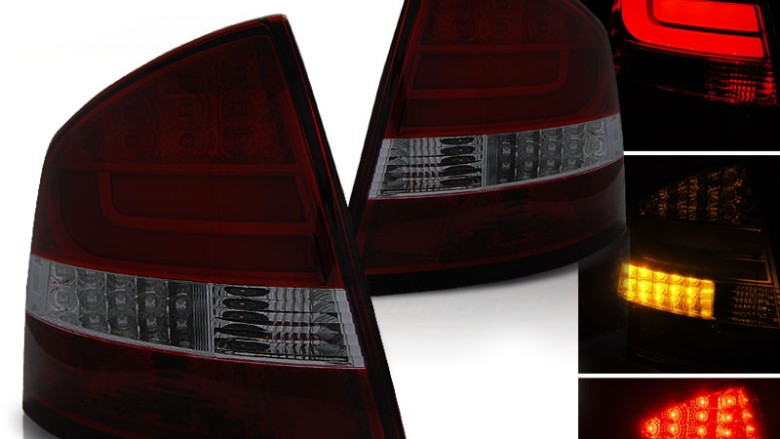 LED stražnja svjetla LightBar (crvena/smoke) / Škoda Octavia II (2004-2012) liftback, LDSK12