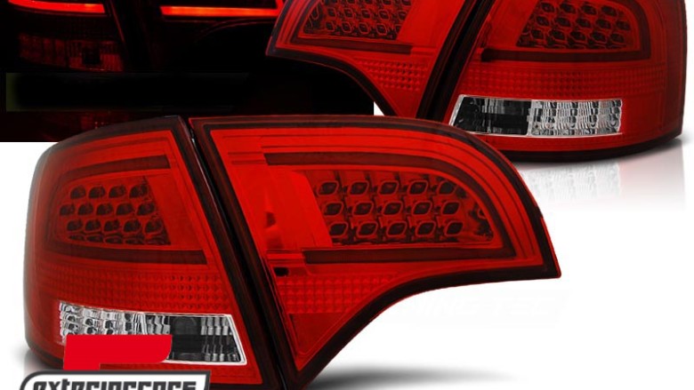LED stražnja svjetla LightBar dizajn (crvena/kristal) / Audi A4 B7 (2004-2008) karavan, LDAUB0