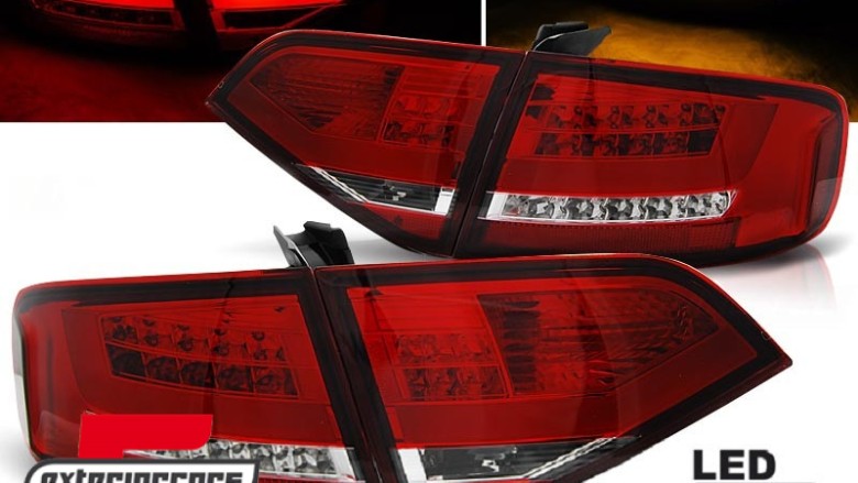 LED stražnja svjetla LightBar dizajn (crvena/kristal) / Audi A4 B8 limuzina (2008-2011), LDAU97
