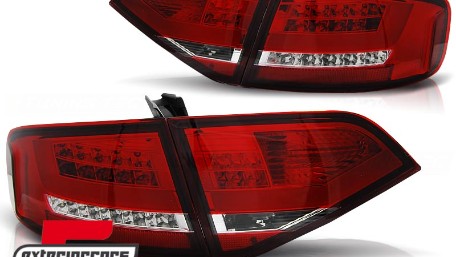 LED stražnja svjetla LightBar dizajn (crvena/kristal) / Audi A4 B8 limuzina (2008-2011), LDAU97