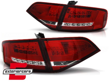 LED stražnja svjetla LightBar dizajn (crvena/kristal) / Audi A4 B8 limuzina (2008-2011), LDAU97