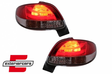 LED stražnja svjetla LightBar dizajn (crvena/kristal) / Peugeot 206 (10.1998-2009) hatchback 3V 5V, LDPE20