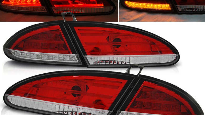 LED stražnja svjetla LightBar dizajn (crvena/kristal) / Seat Leon (2005-2009), LDSE11