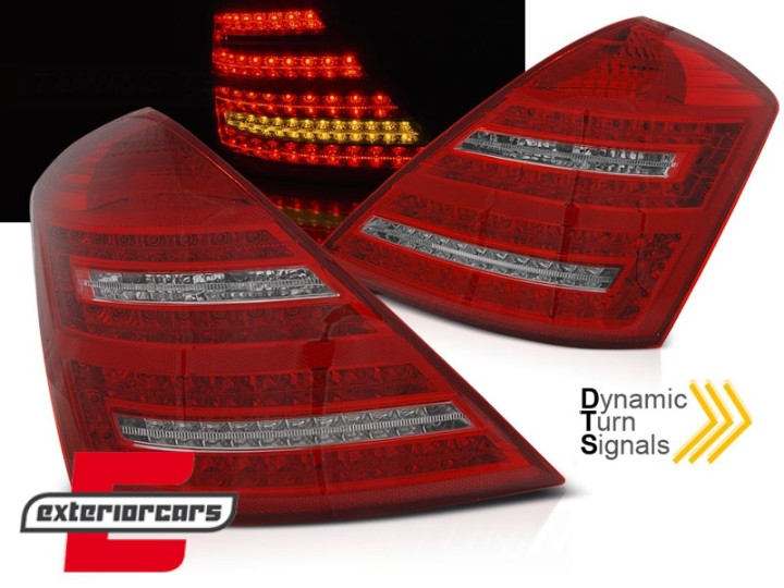 LED stražnja svjetla SEQ žmigavci Facelift dizajn (crvena/kristal) / Mercedes S-klasa W221 (2005-2009), LDMED0