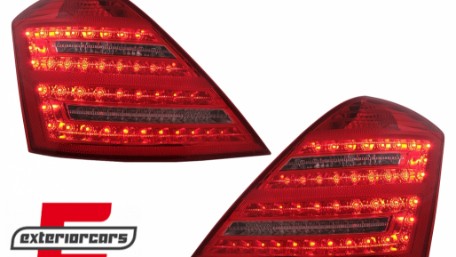 LED stražnja svjetla SEQ žmigavci Facelift dizajn (crvena/kristal) / Mercedes S-klasa W221 (2005-2009), LDMED0