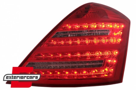 LED stražnja svjetla SEQ žmigavci Facelift dizajn (crvena/kristal) / Mercedes S-klasa W221 (2005-2009), LDMED0