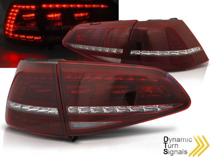 LED stražnja svjetla SEQ žmigavci GTI look (crvena/kristal) / VW Golf 7 VII (2013-2017), LDVWE3