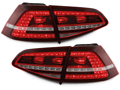 LED stražnja svjetla SEQ žmigavci GTI look (crvena/kristal) / VW Golf 7 VII (2013-2017), LDVWI6