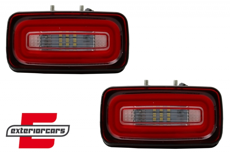 LED svjetla za maglu u stražnjem braniku LightBar (crvena/kristal) / Mercedes G-klasa W463 (1989-2015), FLMBW463LBR