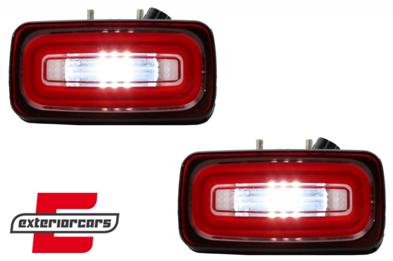 LED svjetla za maglu u stražnjem braniku LightBar (crvena/kristal) / Mercedes G-klasa W463 (1989-2015), FLMBW463LBR