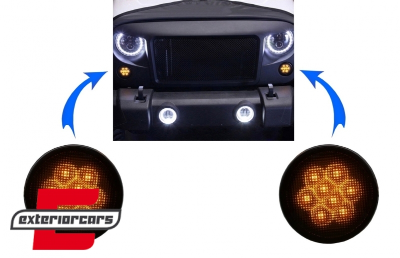 LED žmigavci u prednjoj masci (smoke) / JEEP Wrangler JK (2007-2016), SMJEWJK