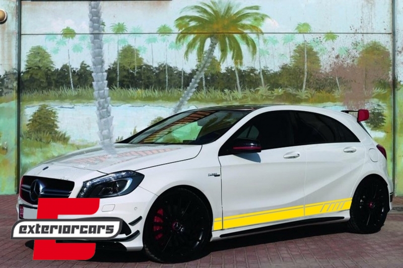 Naljepnice 45 AMG dizajn (mat žuta) / Mercedes CLA W117 C117 X117 (2013-2019) A klasa W176 (2012-2018), STICKERW117YE
