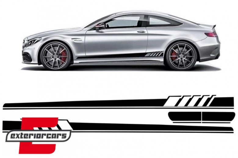 Naljepnice C63 AMG dizajn (piano crna) / Mercedes C-klasa C205 Coupe A205 Cabrio (2014-2020), STICKERC205PB