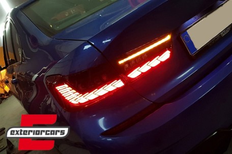 OLED full LED stražnja svjetla SEQ žmigavci (crvena) / BMW serije 3 G20 G28 M3 G80 limuzina (2018-2022), TLBMG20LED