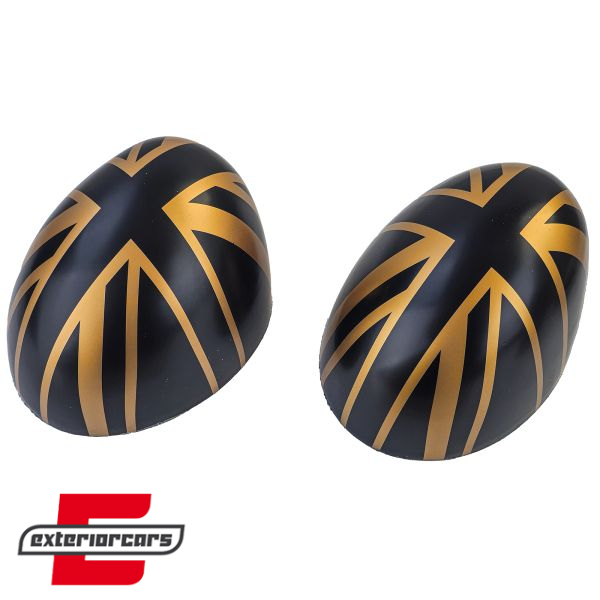 Poklopci poklopca retrovizora Union Jack dizajn (crna/zlatna) / MINI III F54 F55 F56 F57 (2014-2020), 43237