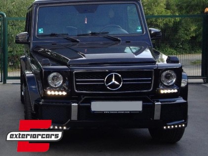 Poklopci svjetla (crna) & LED DRL (chrome) G65 AMG dizajn / Mercedes G-klasa W463 (1989-2012), HCMBG65BC