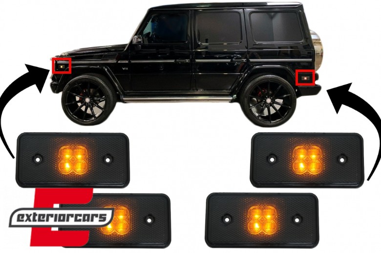 Prednja i zadnja LED bočna gabaritna svjetla (smoke) / Mercedes G-klasa W463 (2002-2014), SMMBW463LED