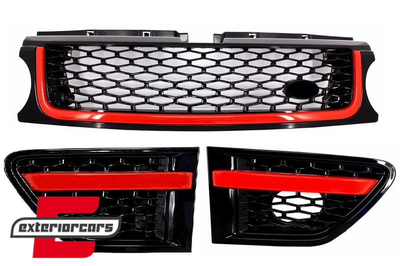 Prednja maska & bočni otvori Autobiography dizajn (crvena/crna) / Land Range Rover Sport L320 Facelift (2010-2013), RRFGA01FBR