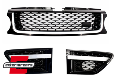 Prednja maska & bočni otvori Autobiography dizajn (piano crna/srebrna) / Land Range Rover Sport L320 Facelift (2009-2013), RRFGA01FBB