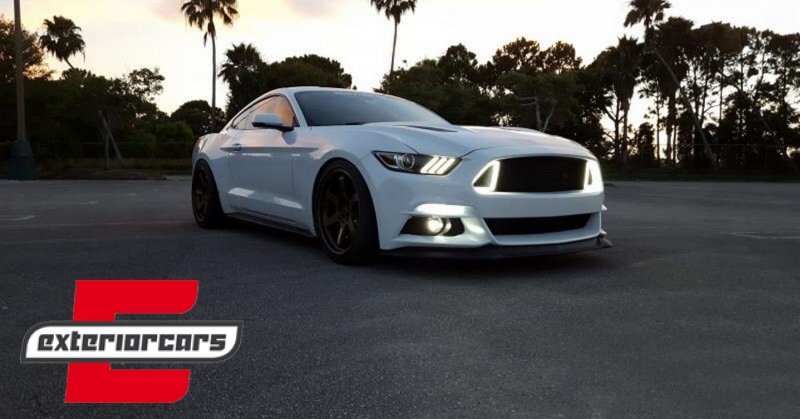 Prednja maska & LED DRL RTR dizajn (mat crna) / Ford Mustang Mk6 VI (2015-2017), FGFMU