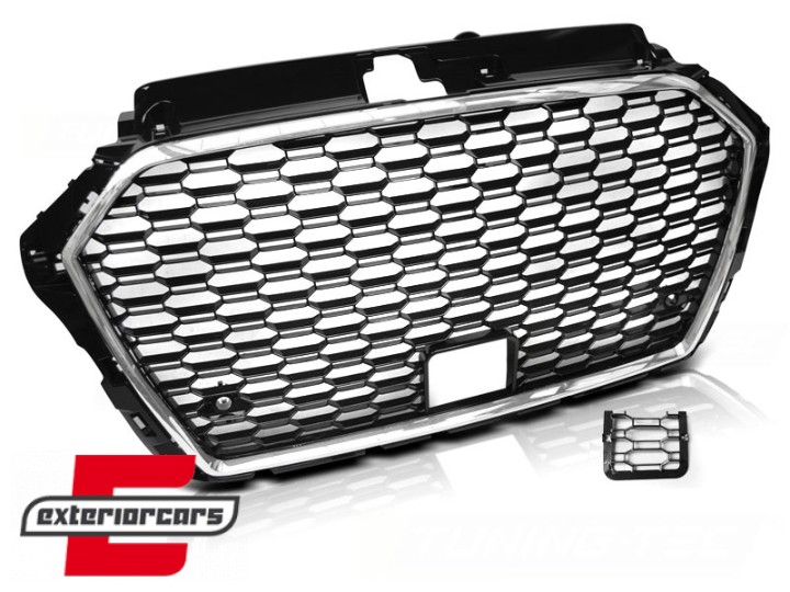 Prednja maska RS3 dizajn (chrome/crna) / AUDI A3 S3 8V Facelift (2017-2019), GRAU57
