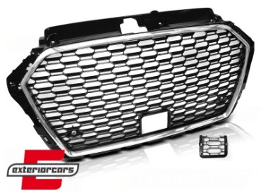 Prednja maska RS3 dizajn (chrome/crna) / AUDI A3 S3 8V Facelift (2017-2019), GRAU57