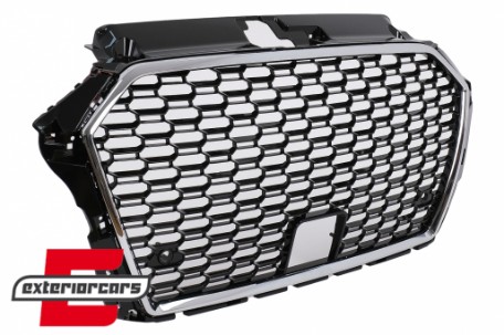 Prednja maska RS3 dizajn (chrome/crna) / AUDI A3 S3 8V Facelift (2017-2019), GRAU57