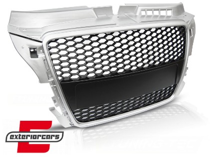 Prednja maska RS3 dizajn (srebrna/crna) / Audi A3 S3 8P Facelift (2007-2012), GRAU41