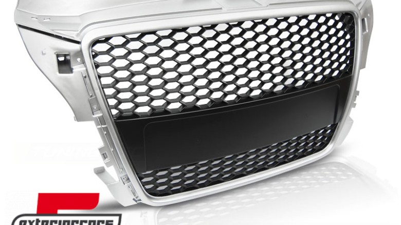 Prednja maska RS3 dizajn (srebrna/crna) / Audi A3 S3 8P Facelift (2007-2012), GRAU41