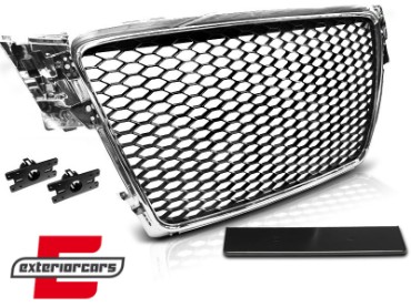 Prednja maska RS4 dizajn (chrome/crna) / Audi A4 S4 B8 (2008-2011), GRAU02