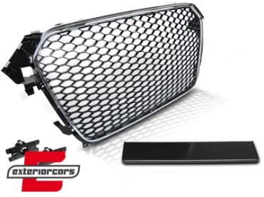 Prednja maska RS4 dizajn (chrome/piano crna) / Audi A4 S4 B8 Facelift (2012-2015), GRAU43