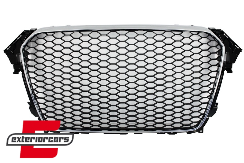 Prednja maska RS4 dizajn (chrome/piano crna) / Audi A4 S4 B8 Facelift (2012-2015), GRAU43