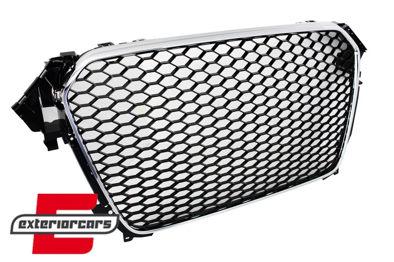 Prednja maska RS4 dizajn (chrome/piano crna) / Audi A4 S4 B8 Facelift (2012-2015), GRAU43